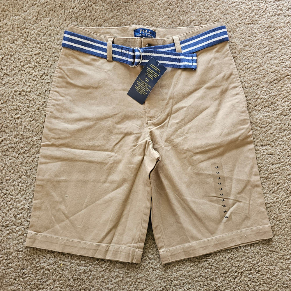 Polo Ralph Lauren Boys Belted Khaki Shorts Size 14